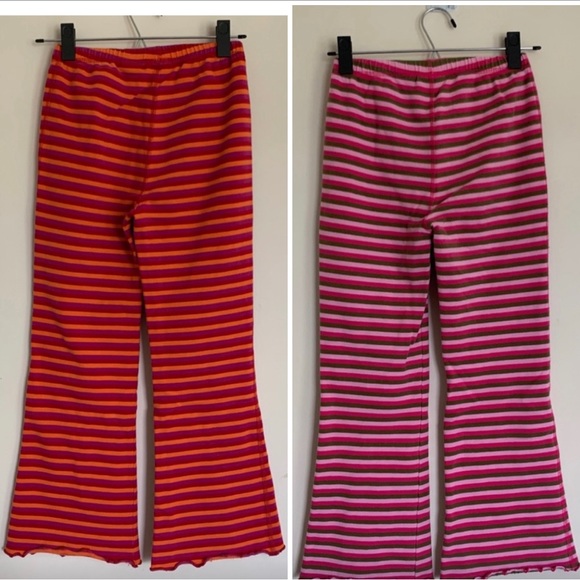 Lot of 2 striped Hanna Andersson soft pants - soft ruffle at bottom of leg - Picture 2 of 5